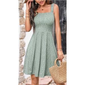 Women's Summer Casual Square Neck Dress with Pocket
